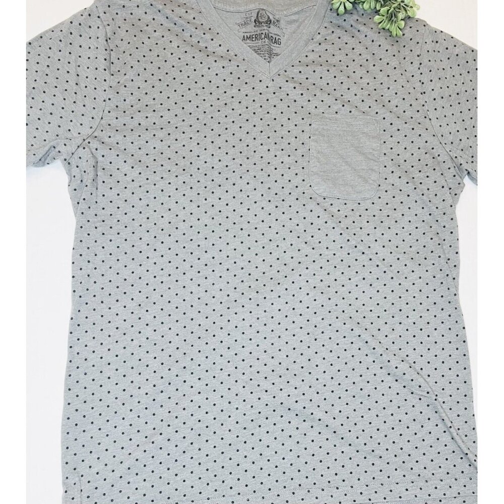 Women’s American Rag T Shirt - Gray W/ Polka Dots, V Neck, Size Large ($43)